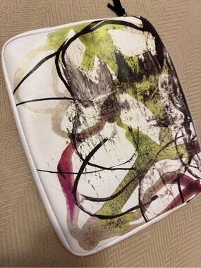 Neiman Marcus Floral and Yellow Cosmetic Pouch